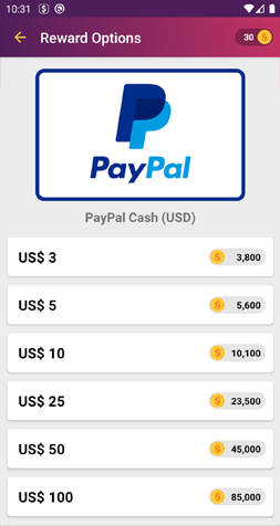 PayPal Reward - Screenshot